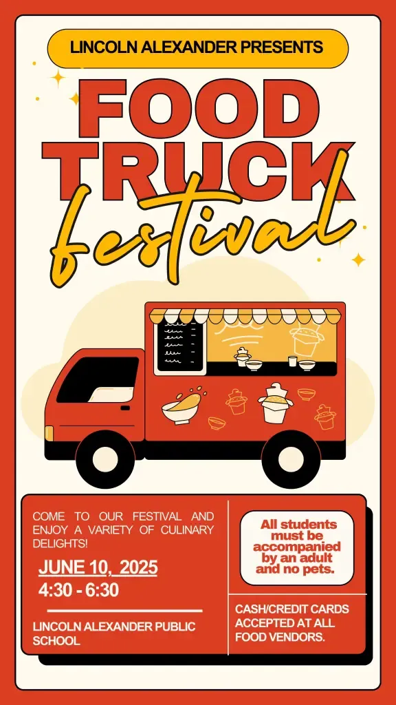 Poster for food truck with information on the webpage.